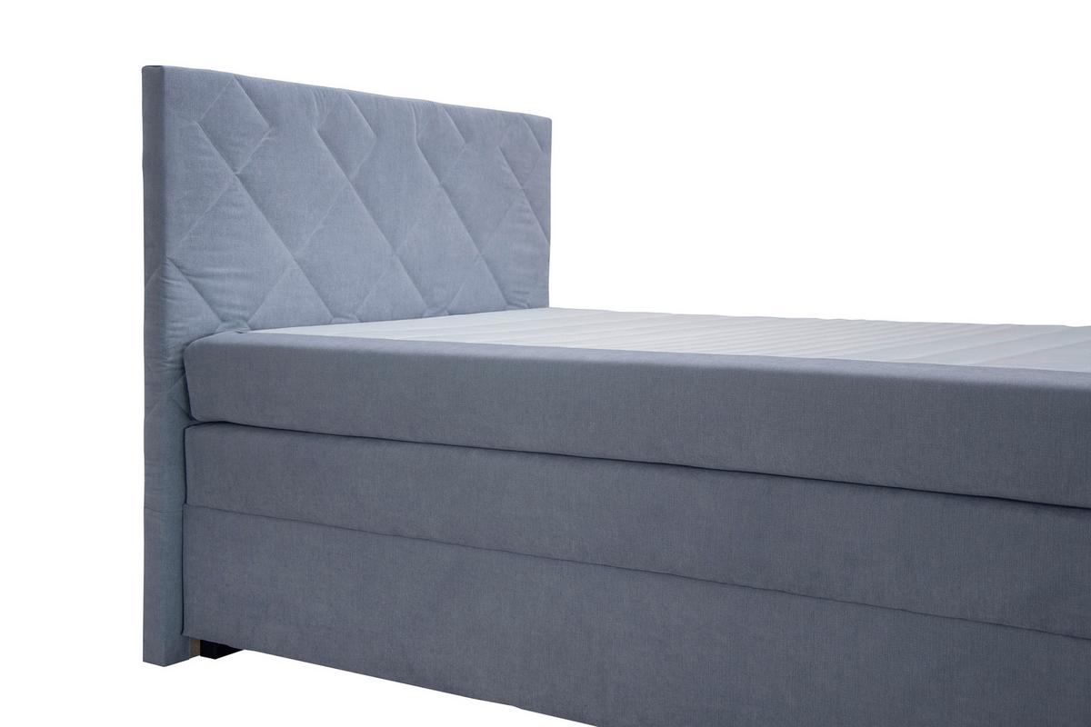 Boxspring postel JOHANA 140x200, šedě modrá - modrá/barvy stříbra, Konvenční, dřevo (140/200cm)
