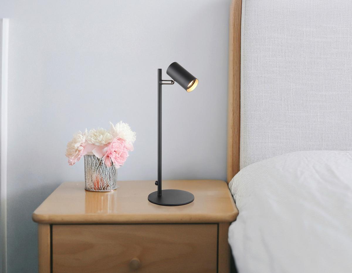 LED-Tischleuchte 3000k, 6w - Schwarzchrom/Schwarz, Design, Kunststoff/Metall (13/35,5cm) - Globo