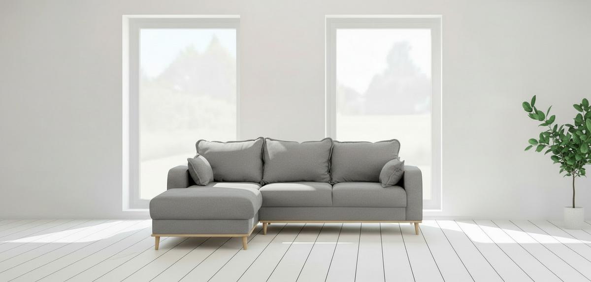 Ecksofa Beata Grau S: 150x230 cm - Wengefarben/Grau, Design, Textil (150/230cm) - Livetastic