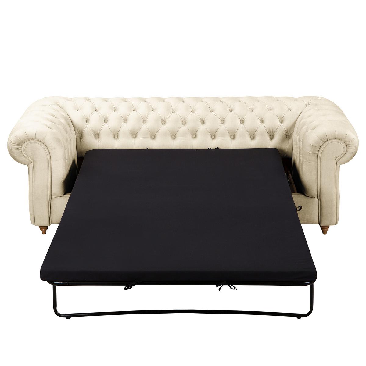 Schlafsofa Laura Creme, B: 218cm - Creme/Braun, Design, Textil (218/74/91cm) - P & B