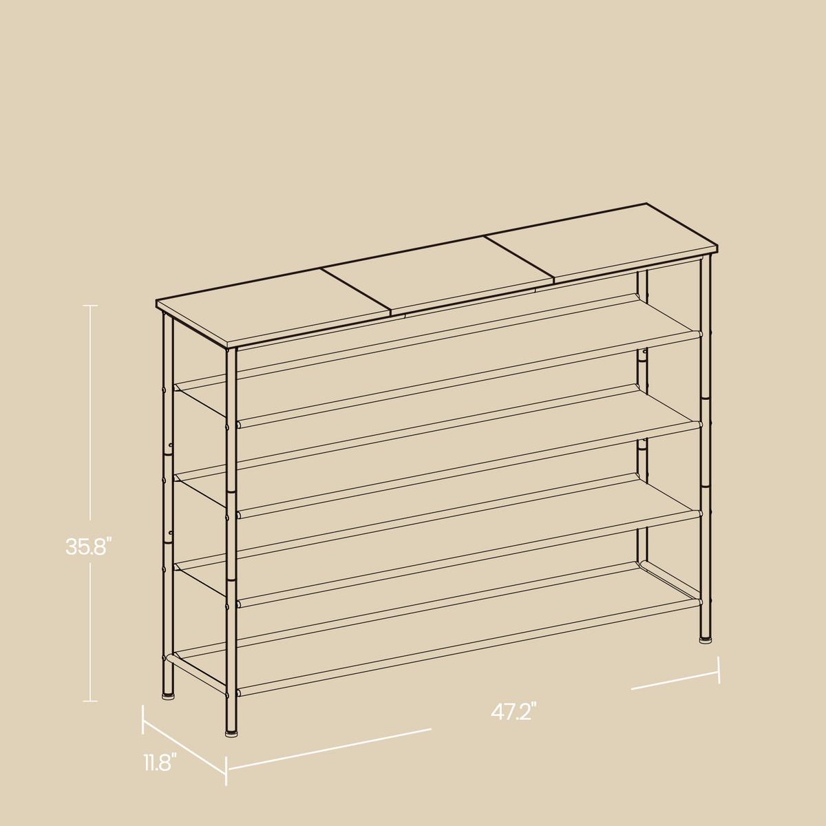Schuhregal Schwarz, Dunkelbraun B: 120 cm - Dunkelbraun/Schwarz, Trend, Holzwerkstoff/Metall (120/88,5/29cm) - MID.YOU