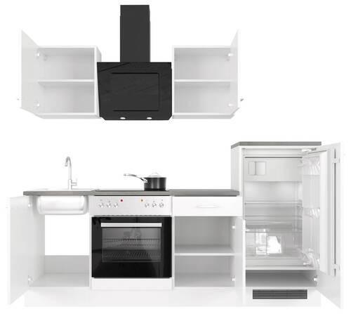 Küchenblock Lucca Weiß/Graubraun B: 220,5 cm - Graubraun/Weiß, MODERN, Holzwerkstoff (220,5cm) - FlexWell