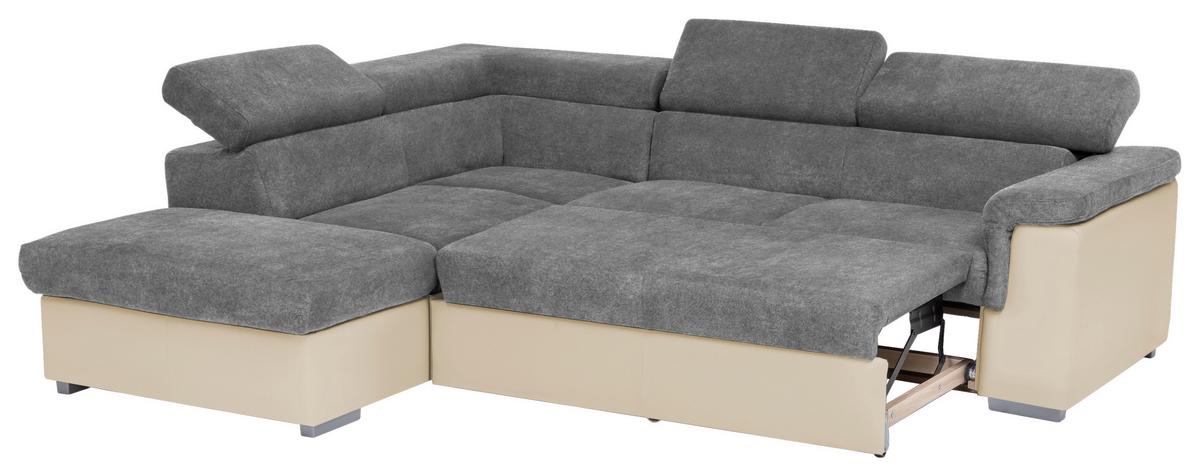 Sedací souprava MILLA antracitová/hnědá levý roh - antracitová/hnědá, Basics, dřevo/textil (217/252cm)