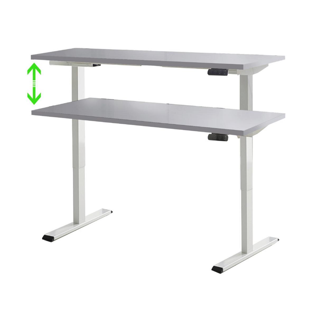 Schreibtisch Office Edition Grau/weiß B: 138m H: 69-119 Cm - Weiß/Grau, MODERN, Holzwerkstoff/Metall (138/69-119/67cm) - MID.YOU