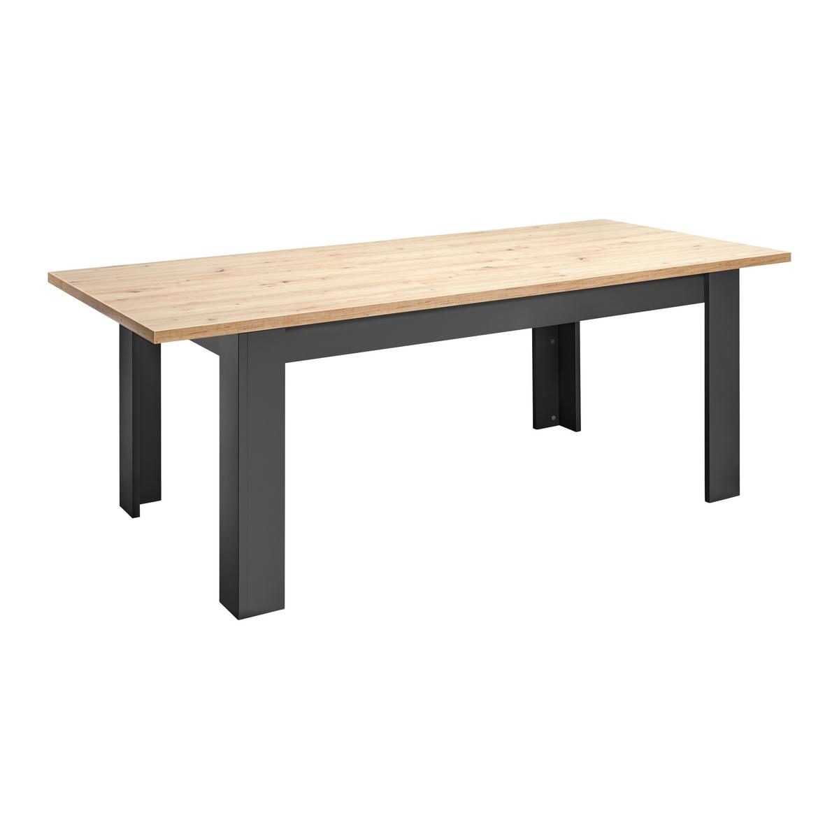 Rozkládací jídelní stůl Claudio š: 160-200cm - černá/tmavě šedá, Moderní, dřevo/kompozitní dřevo (160-200/90/76cm) - Bessagi Home