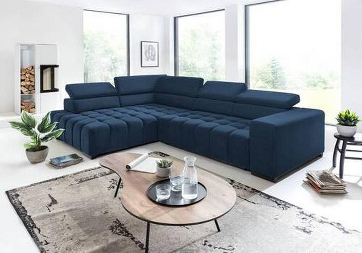 Eckschlafsofa Elias Neu Blau S: 201 Cm - Blau/Schwarz, Design, Textil (201/307cm) - Livetastic