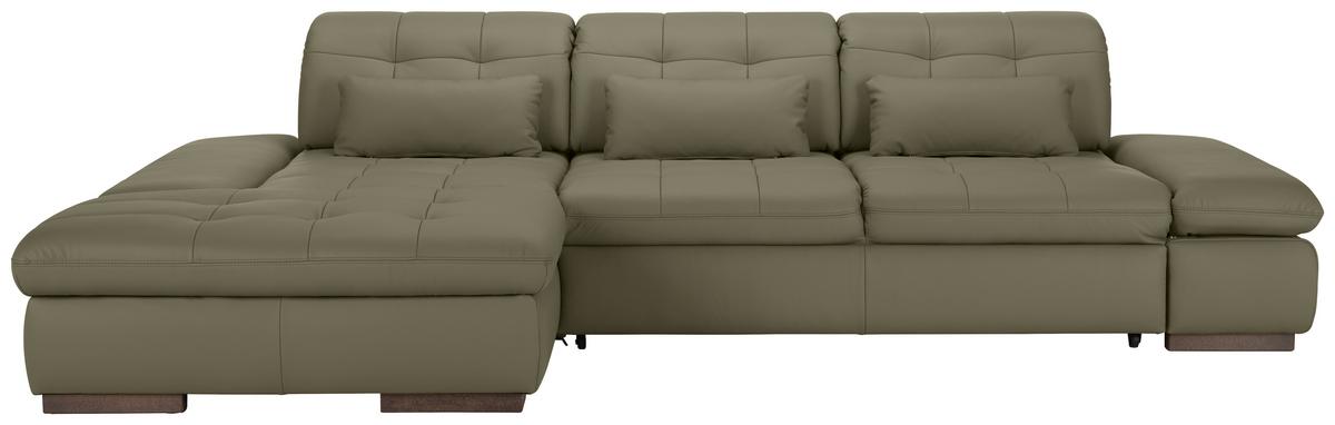 Rohová sedačka SANFINO, ľavá, sivá pravá koža - sivá/chrómová, Konventionell, kov/koža (199/79-96/305cm) - Premium Living