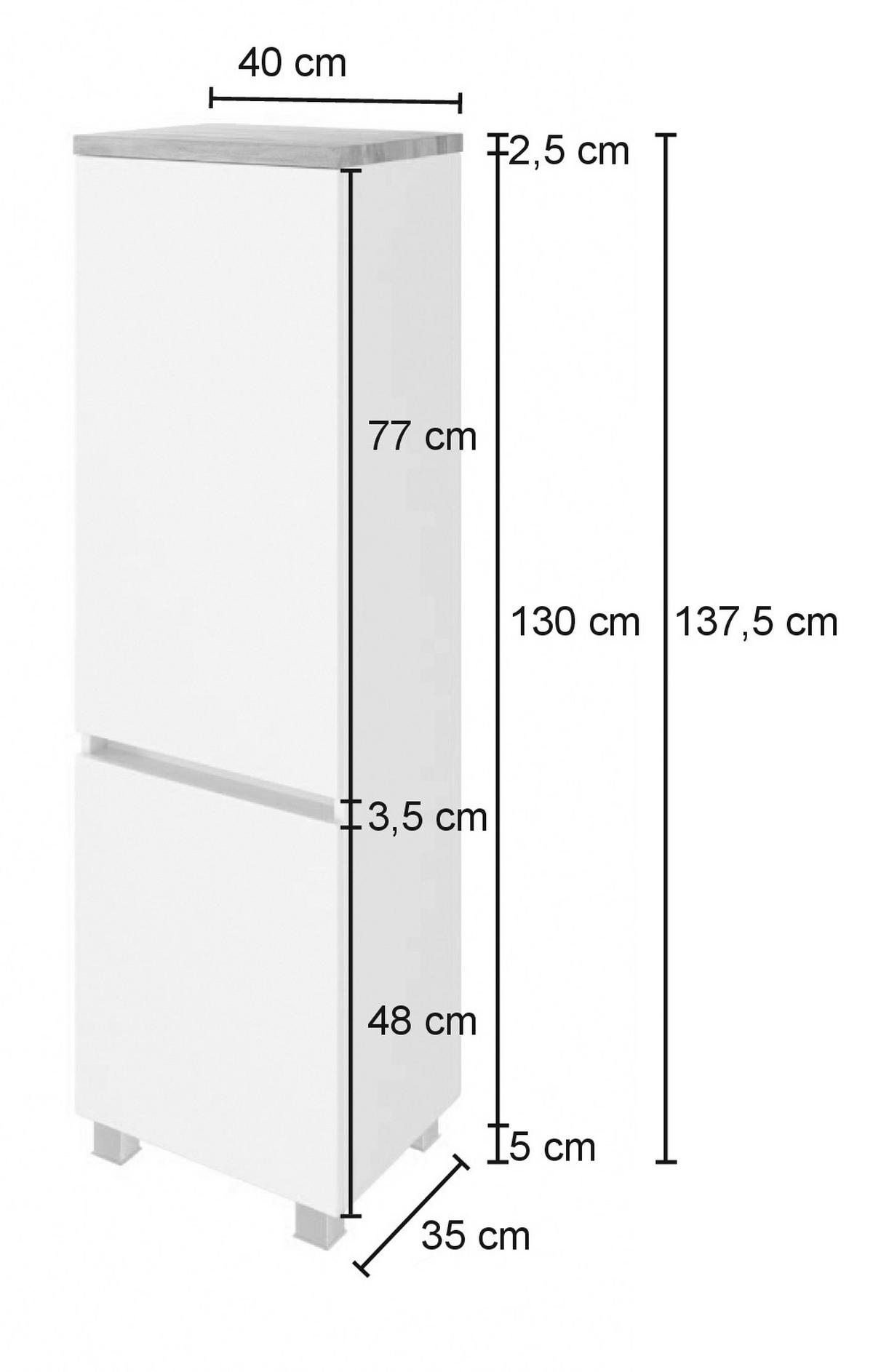 Midischrank Mit Soft-close Pienza 40cm, Graphitgrau - Eichefarben/Silberfarben, Basics, Holzwerkstoff (40/130/35cm) - Held