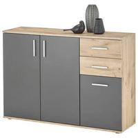Kommode 120 cm Bc 1040 Eichefarben/Grau - Eichefarben/Silberfarben, Design, Holzwerkstoff (120/84/35cm) - MID.YOU