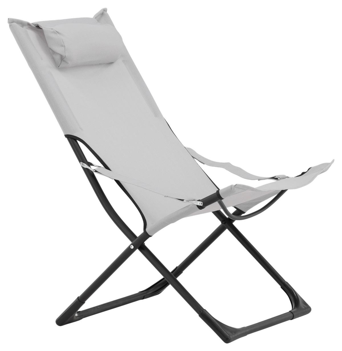 Strandsessel Seville Metall, Textil - Schwarz/Grau, KONVENTIONELL, Textil/Metall (63/89/84cm) - Gardenson