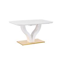 Ausziehtisch Jade 140 Az 140-180x76x90 cm Weiß Hg - Weiß Hochglanz/Goldfarben, KONVENTIONELL, Holzwerkstoff/Metall (140-180/76/90cm) - MID.YOU