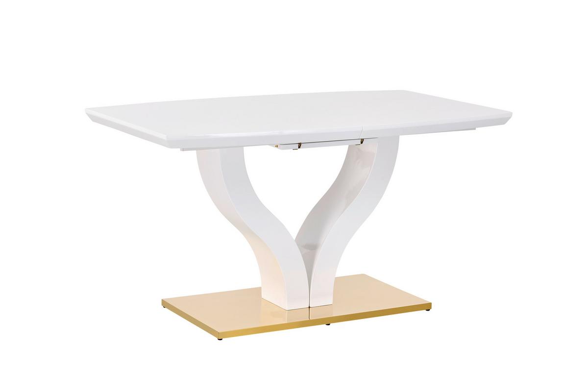 Ausziehtisch Jade 140 Az 140-180x76x90 cm Weiß Hg - Weiß Hochglanz/Goldfarben, KONVENTIONELL, Holzwerkstoff/Metall (140-180/76/90cm) - MID.YOU