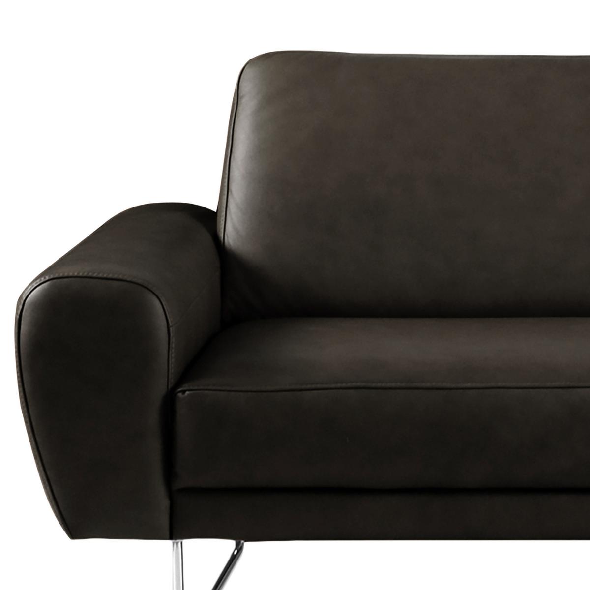 2-Sitzer-Sofa Spring Schwarz Chrom B: 177 cm - Chromfarben/Schwarz, Design, Leder (177/85/92cm) - Livetastic