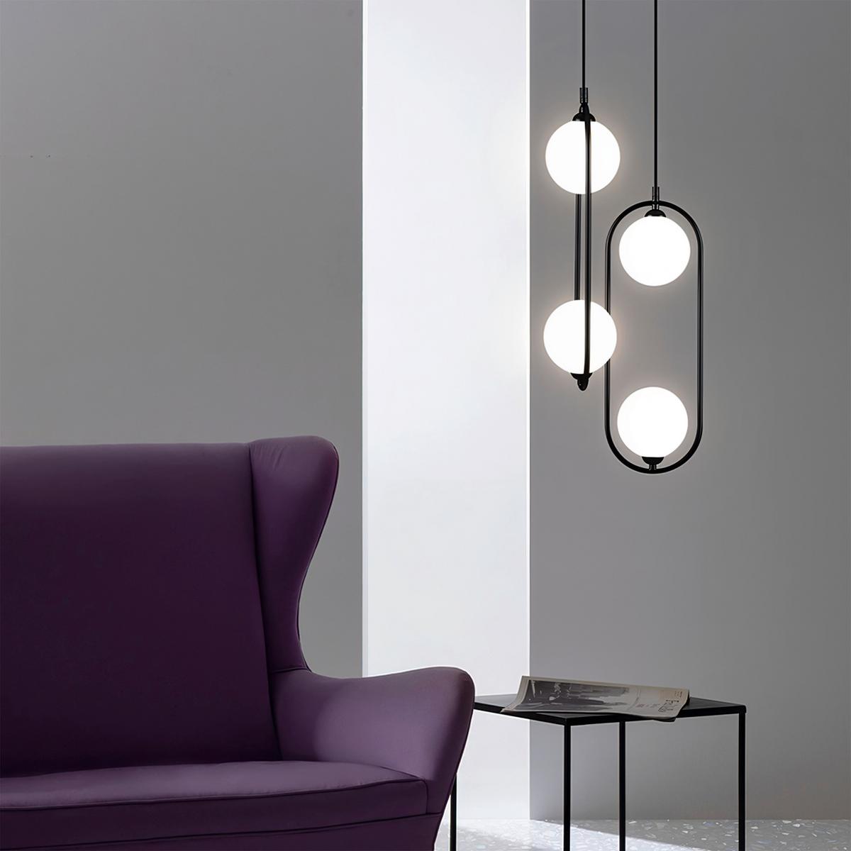 Hängeleuchte Ring H: 48 cm 2-Flammig - Schwarz/Weiß, Trend, Glas/Metall (17/48/12cm) - MAYTONI