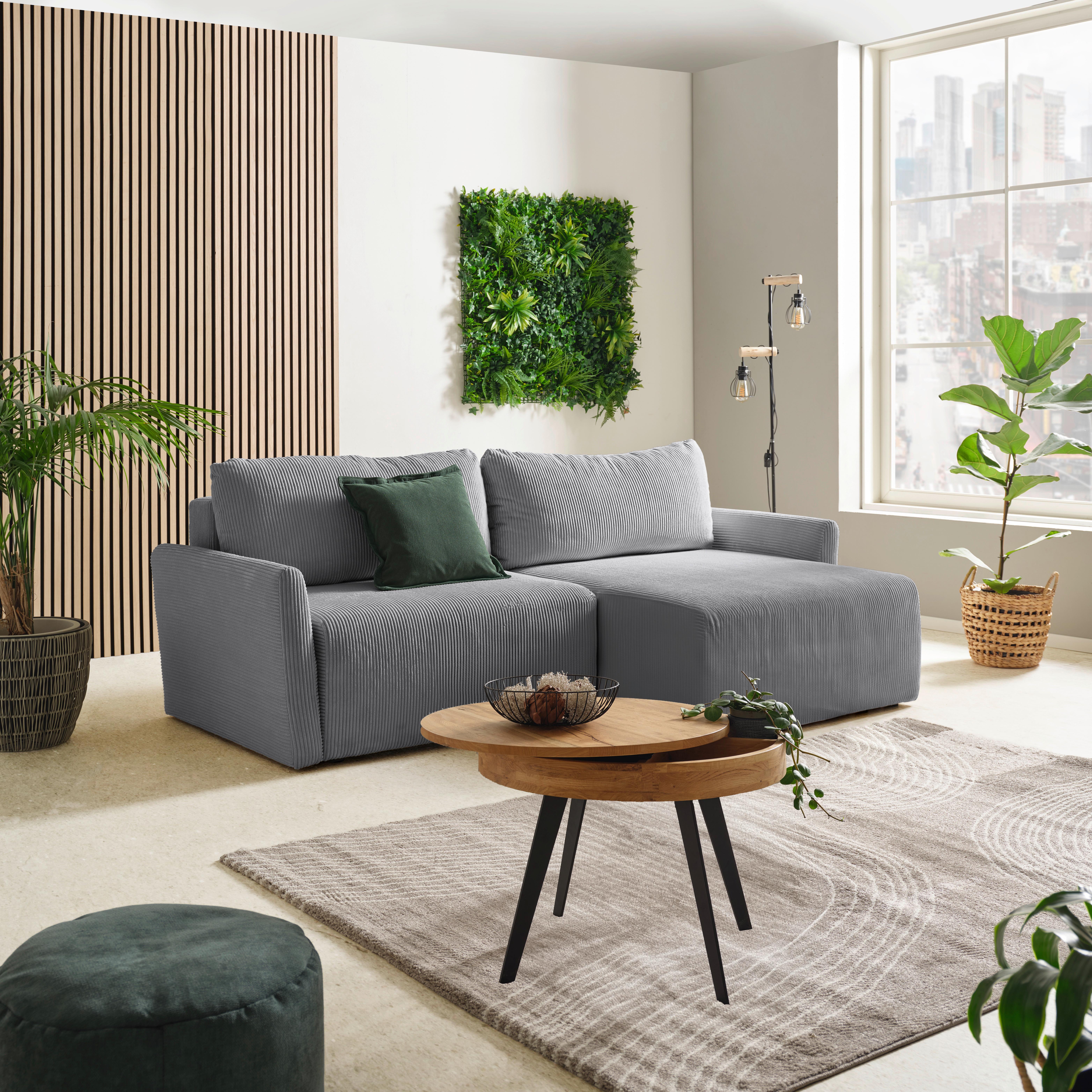 Ecksofa mit Schlaffunktion Sonos, Silberfarben 228x146 cm - Ecru/Silberfarben, MODERN, Textil (228/146cm)
