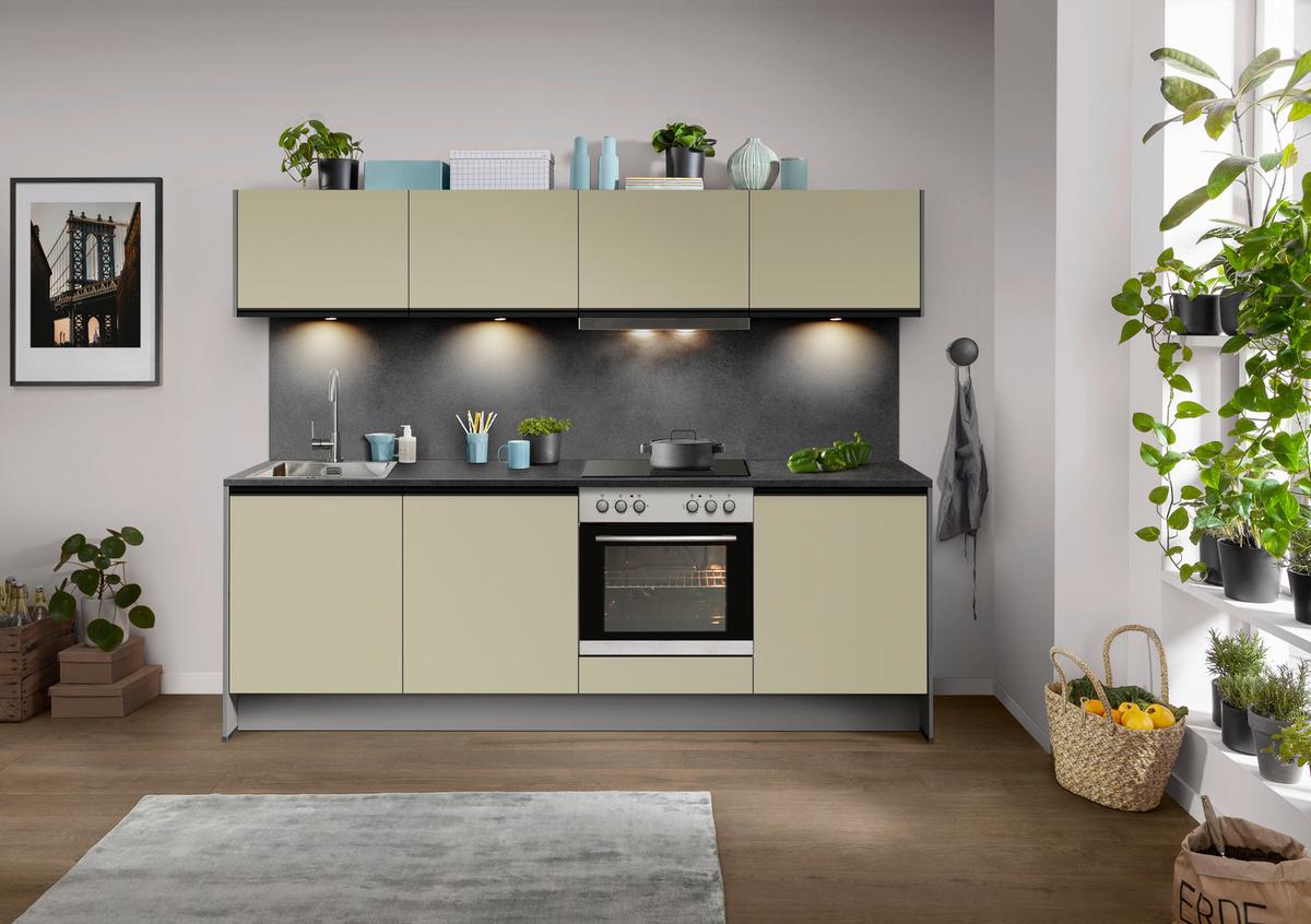 Küchenblock Ip 3150 - Schieferfarben/Hellgrün, Basics, Holzwerkstoff (243,7cm) - Impuls
