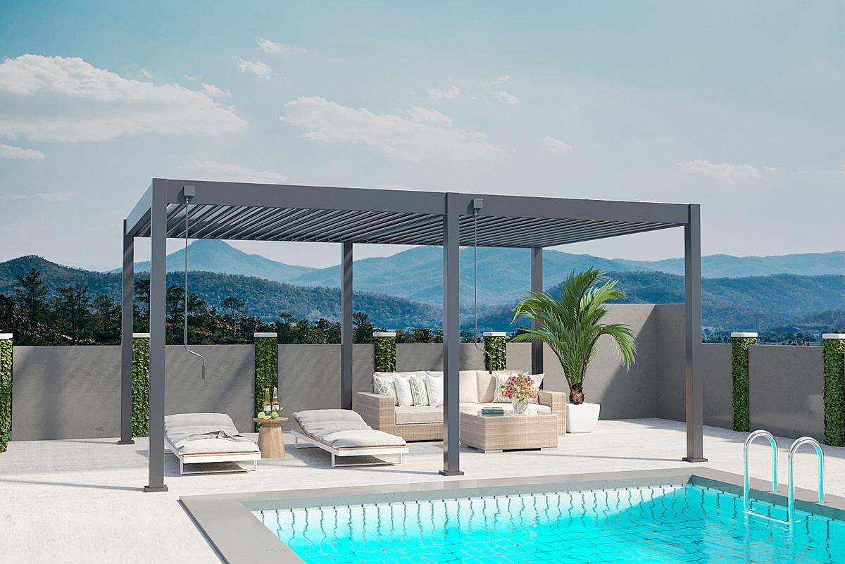 Pergola 360x530 cm Weiß, Wetterbeständig - Graphitfarben, Basics, Metall (360/530/255cm)