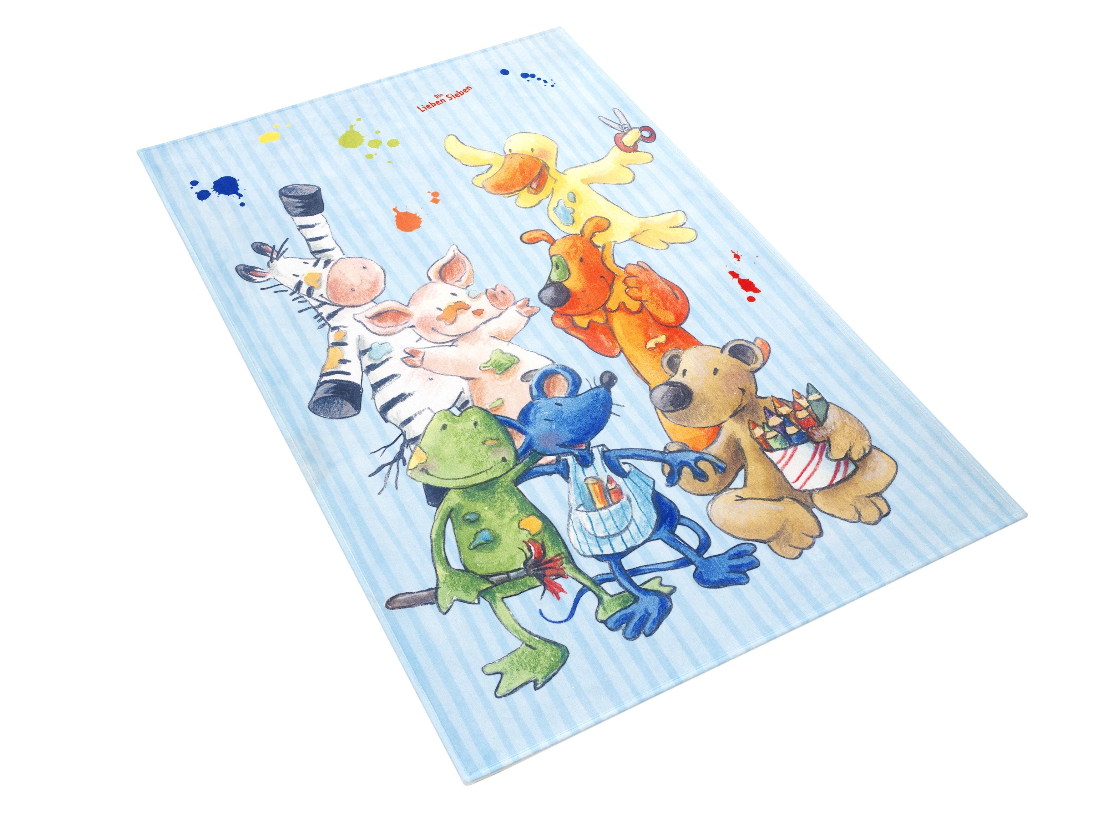 Kinderteppich Tiere Multicolor Die Lieben Sieben 100x160 Cm - Multicolor/Hellblau, Trend, Textil (100/160cm)