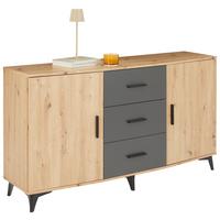 Kommode Ivona B: 160 Cm - Anthrazit/Schwarz, Trend, Holzwerkstoff (160/90/45cm)