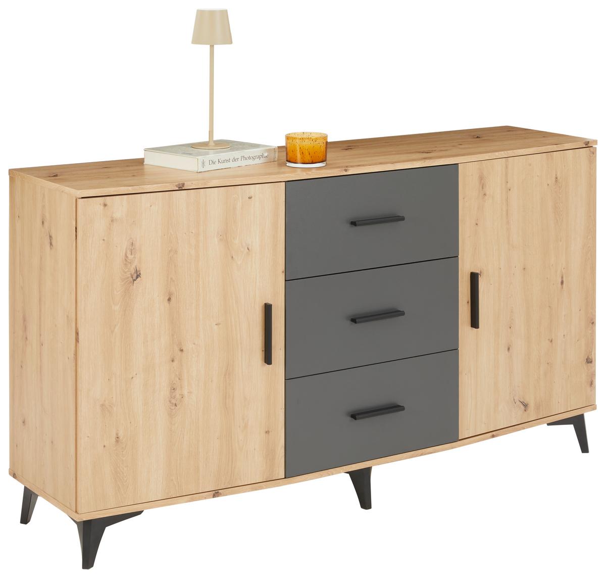 Kommode Ivona B: 160 Cm - Anthrazit/Schwarz, Trend, Holzwerkstoff (160/90/45cm)