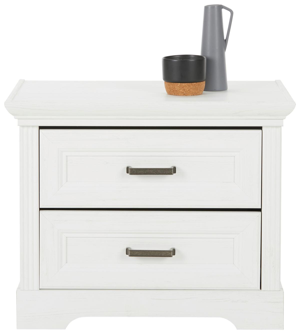 Nočný stolík MARILOU biely ,š.65 cm - čierna/biela, Romantik / Landhaus, kov/kompozitné drevo (65/52cm) - Zandiara