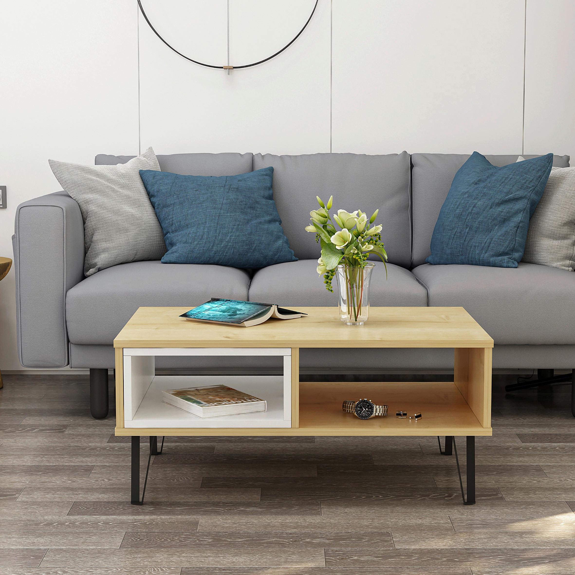 KONFERENČNÝ STOLÍK MENDOZ - čierna/biela, Design, kov/kompozitné drevo (90/60/41,1cm) - Livetastic