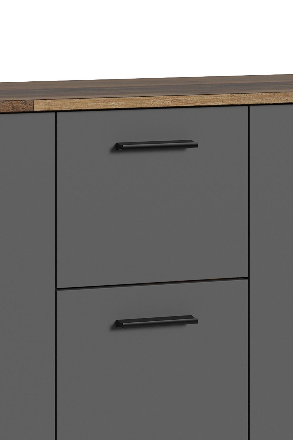 Sideboard Ben B: 153cm Anthrazit - Anthrazit/Eiche Artisan, MODERN, Holzwerkstoff (153/83/35cm) - MID.YOU