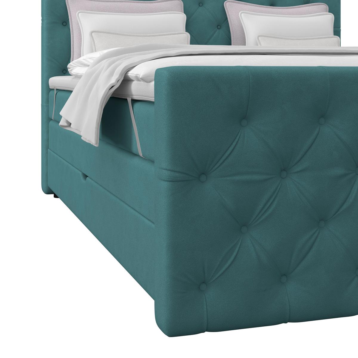 Boxspringbett Elio Petrol 180x200 cm H2 - Beige/Petrol, ROMANTIK / LANDHAUS, Textil (180/200cm) - James Wood