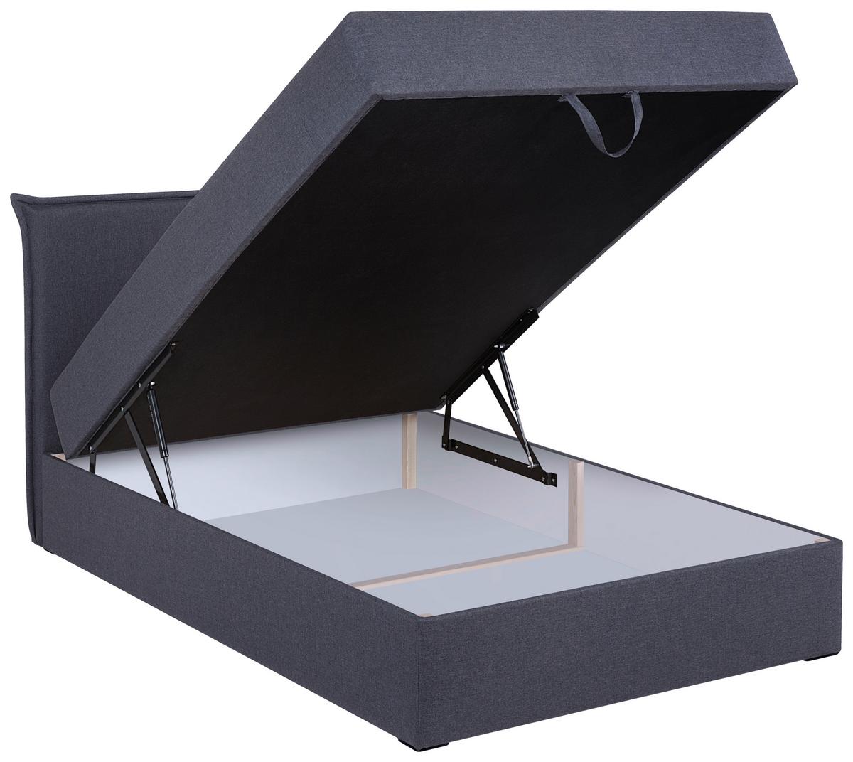 Boxspringbett Jolly 2 120x200 Grau - Schwarz/Grau, MODERN, Holzwerkstoff/Textil (120/200cm)