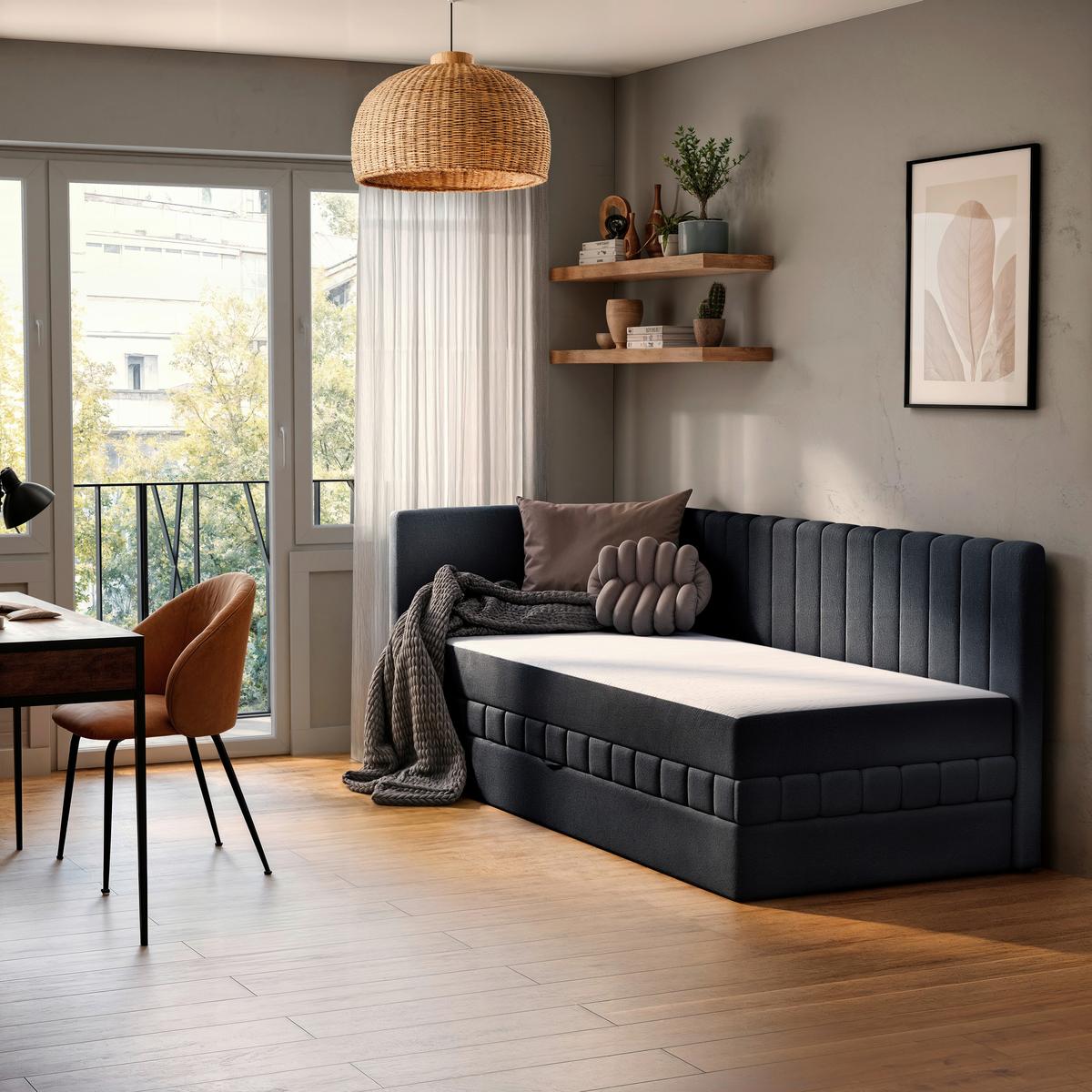 Schlafsofa Roma, Schwarz B: 212 Cm - Schwarz, Design, Textil (99/83/212cm) - MID.YOU