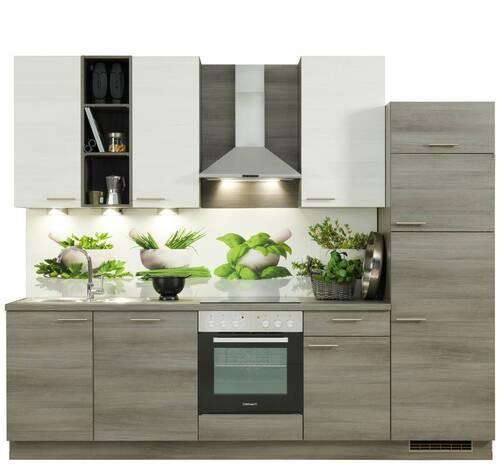 Küchenzeile Plan Mit Geräten B: 280 Cm Eiche Dekor/weiß - Trend, Holzwerkstoff (280cm) - Express