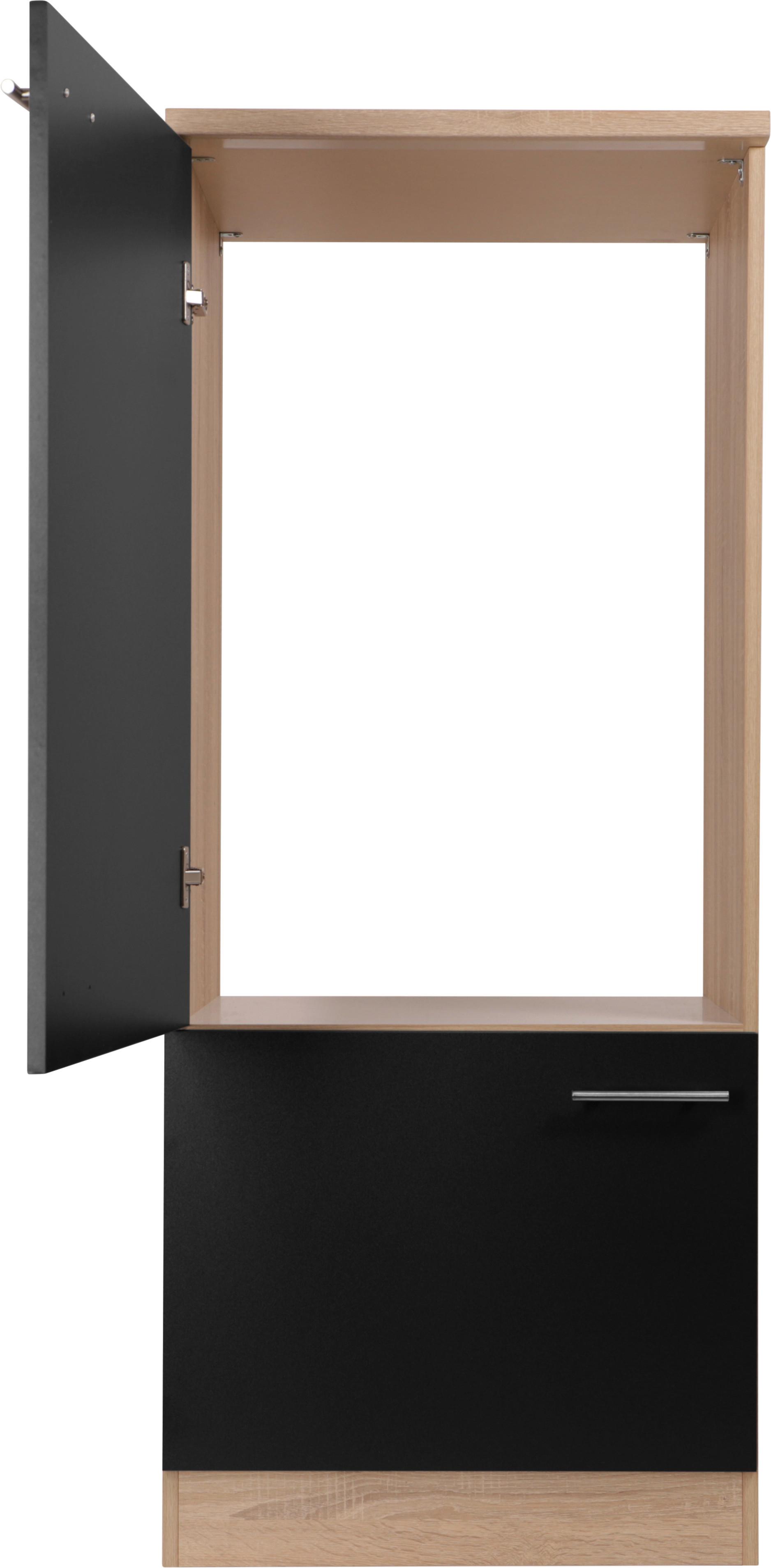 Geräteumbauschrank Merle Schwarz, Eiche Dekor B: 60 cm - Eichefarben/Schwarz, Basics, Holzwerkstoff (60/144,8/60cm) - Respekta