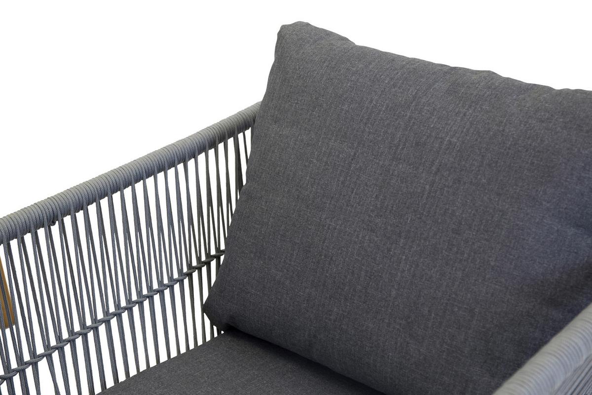 Loungegarnitur 4-Tlg Chania Holz/Metall/Textil mit Kissen - Grau/Akaziefarben, KONVENTIONELL, Holz/Textil (164/75null) - Gardenson