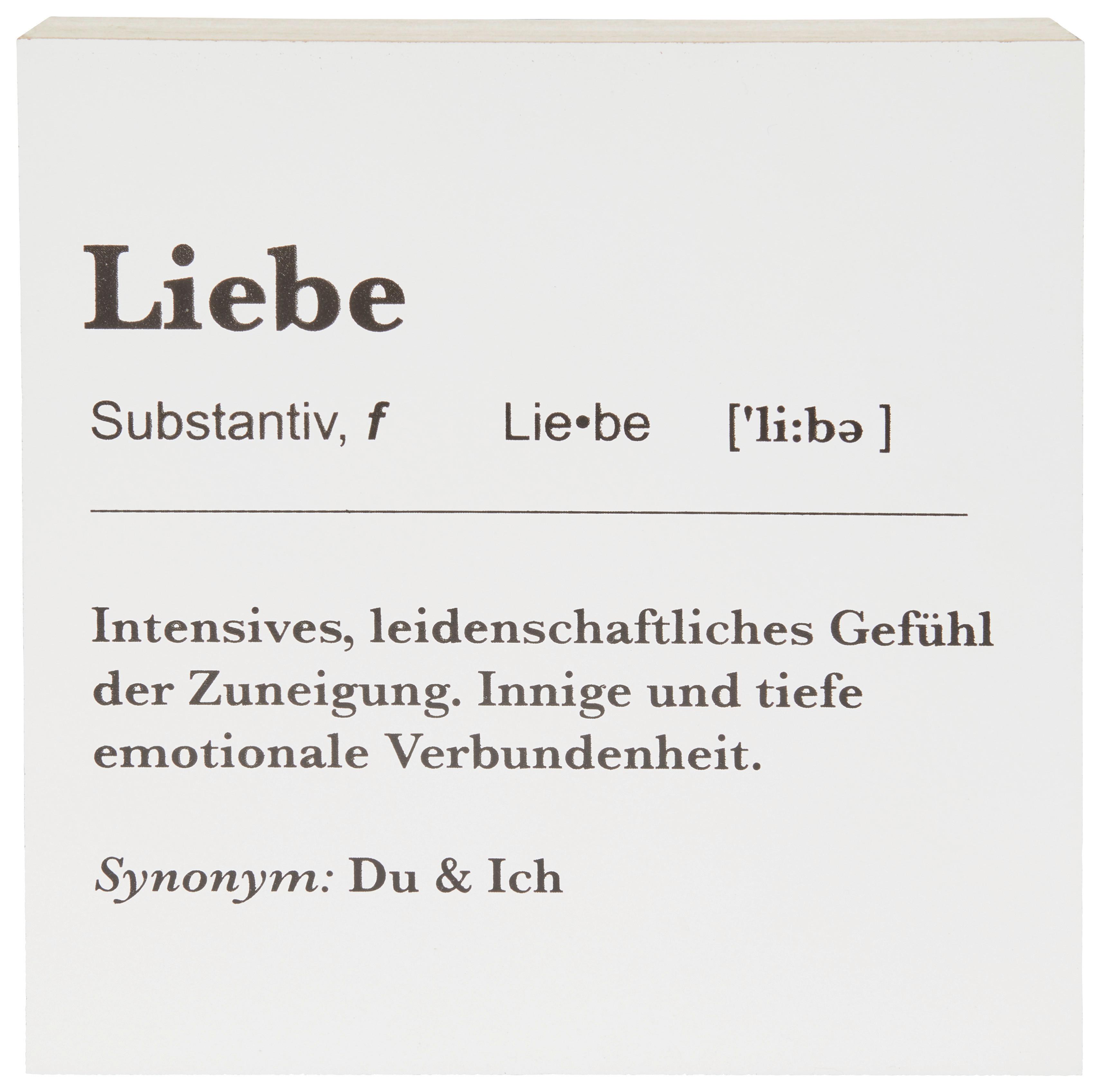 Holzbild Amel Liebeserklärung Schwarz/Weiß 20x20 cm - Schwarz/Weiß, KONVENTIONELL, Holz (20/20/4cm)