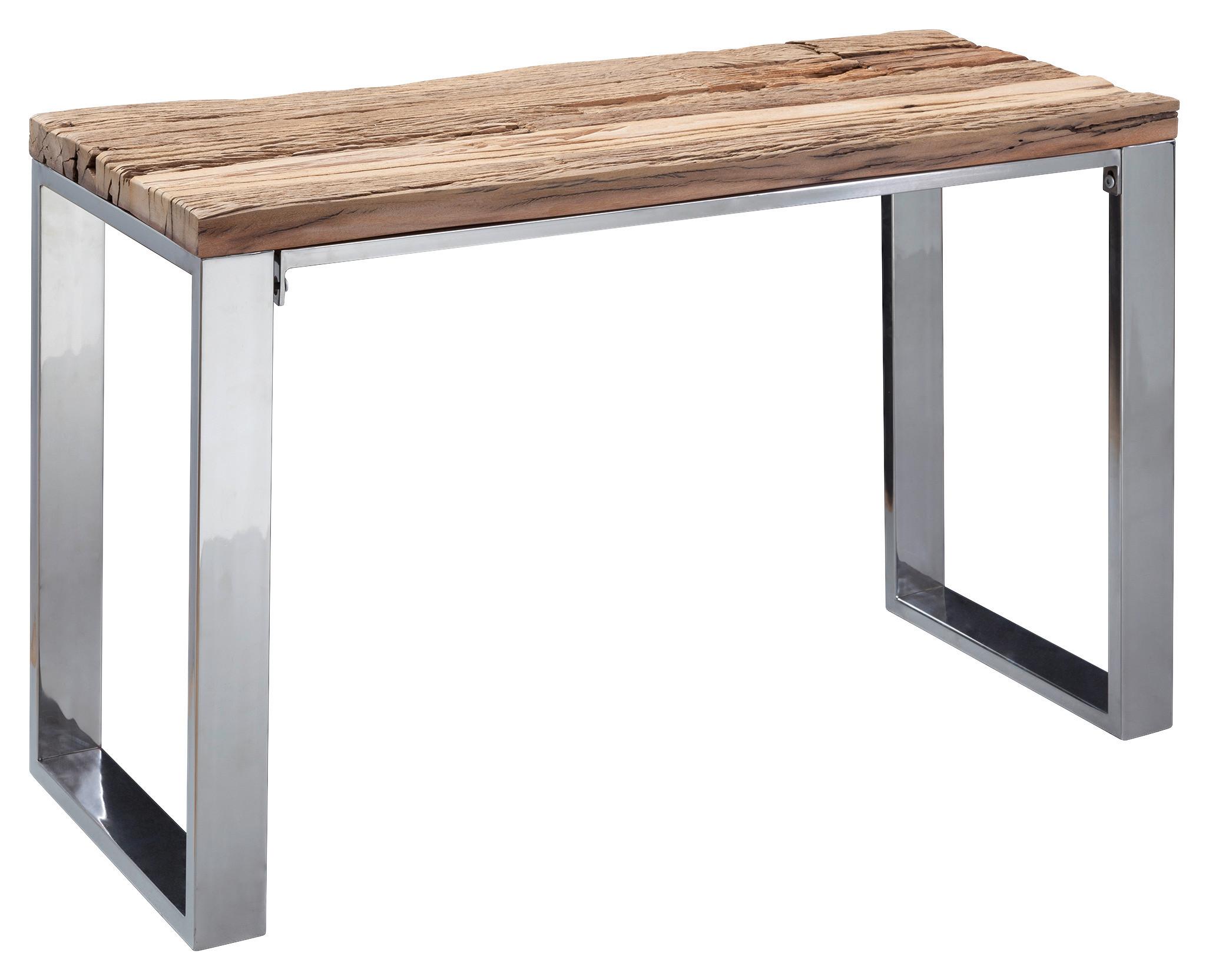 Konsolentisch Priya Akazienholz B: 115 cm - Chromfarben/Akaziefarben, MODERN, Holz/Metall (115/76/46cm) - MID.YOU