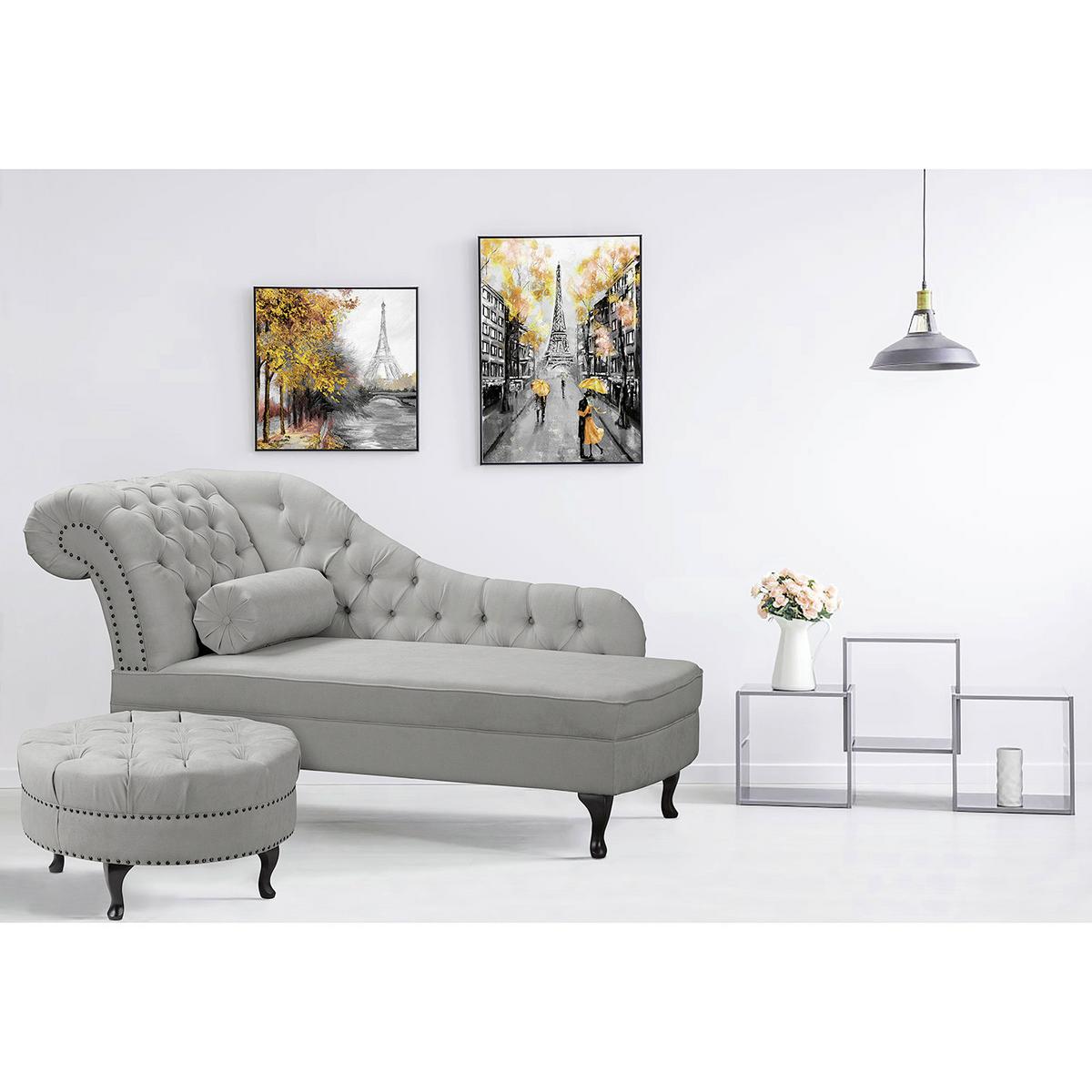 Récamiere Pako Grau B: 185cm - Braun/Grau, Design, Textil (185/93/75cm) - Livetastic