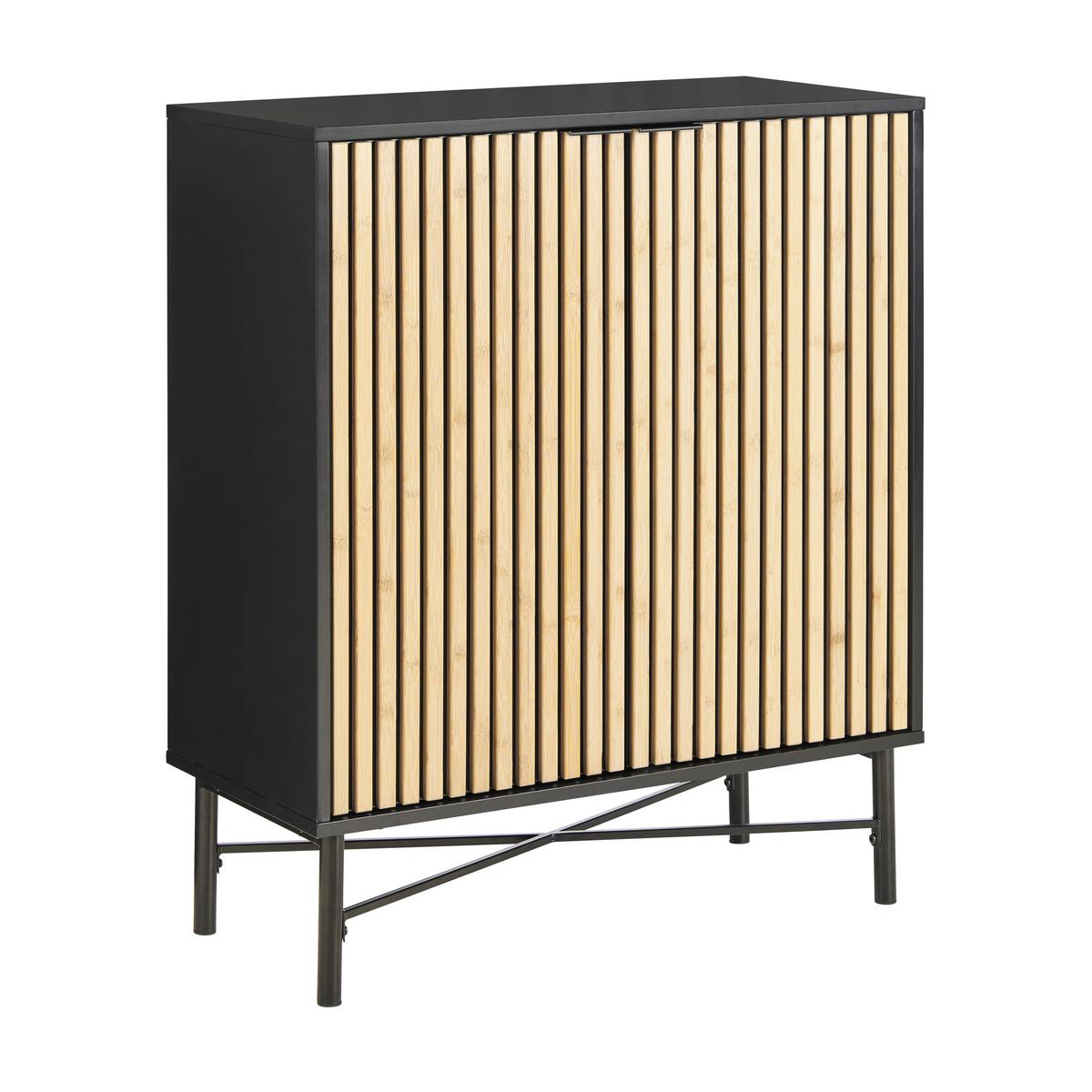 Komoda MADRID - čierna/prírodná farba, Modern, kov/drevo (76/90/35cm) - Mömax