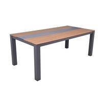 Gartentisch Silea - Anthrazit/Braun, Basics, Kunststoff/Metall (200/100/75cm) - Gardenson