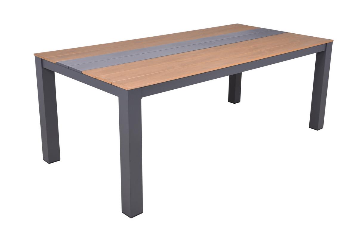 Gartentisch Silea - Anthrazit/Braun, Basics, Kunststoff/Metall (200/100/75cm) - Gardenson