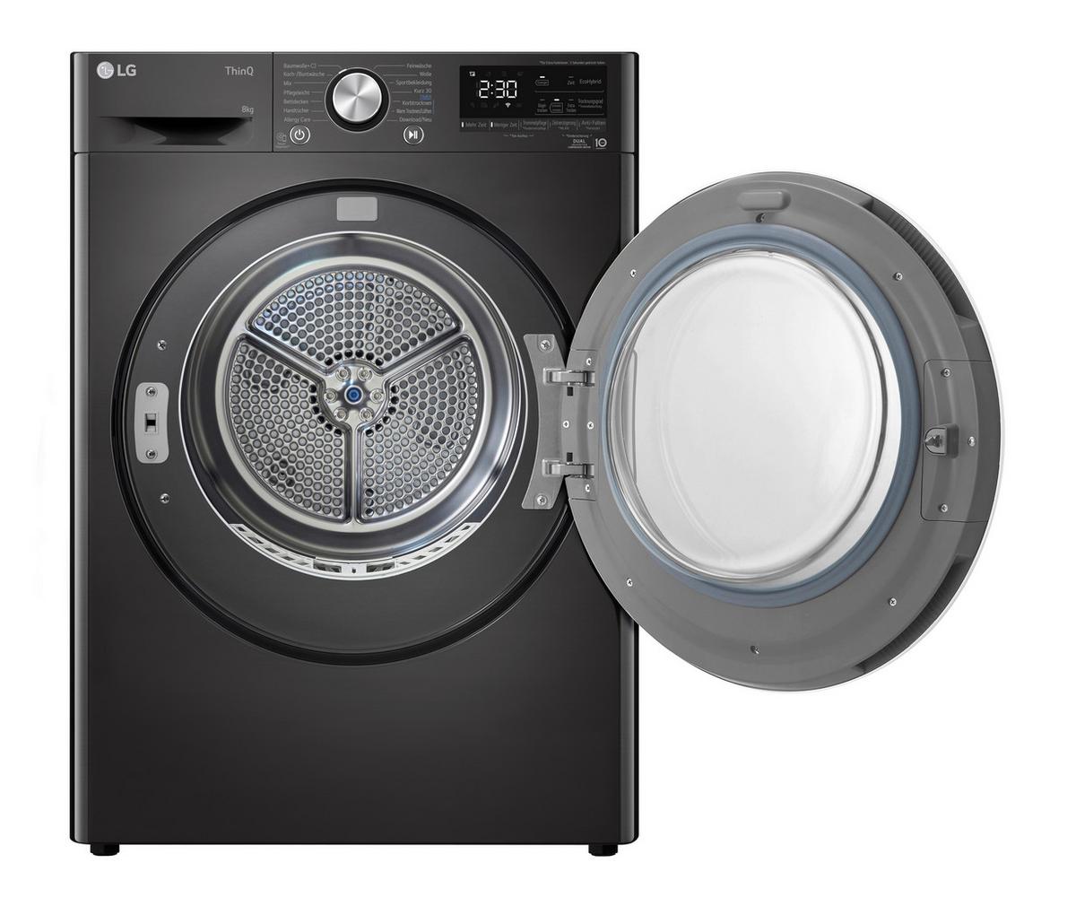 Wärmepumpentrockner Lg Rt80v9b - Chromfarben/Schwarz, Basics, Glas/Kunststoff (60/85/66cm) - LG