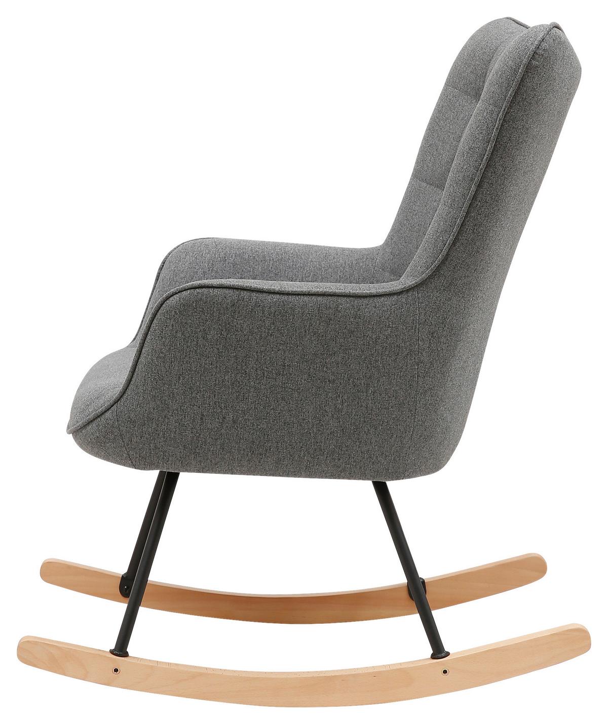 Schaukelstuhl mit Armlehnen Richie Echtholz/Webstoff Grau - Buchefarben/Schwarz, MODERN, Holz/Textil (72/92/92cm) - MID.YOU