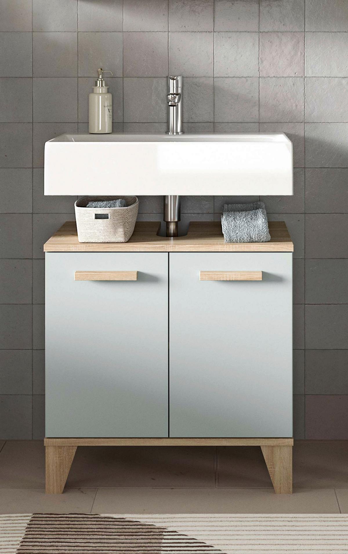 Waschtischunterschrank Star Eiche/graugrün B: 60 Cm - Eiche San Remo/Graugrün, MODERN, Holzwerkstoff (60/61/34cm) - MID.YOU