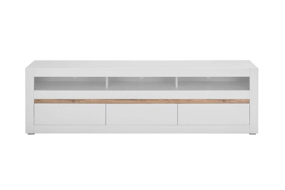 Lowboard Chester Weiß/Eichefarben B: 217cm - Eichefarben/Silberfarben, Design, Holzwerkstoff (217/63/42cm) - MID.YOU