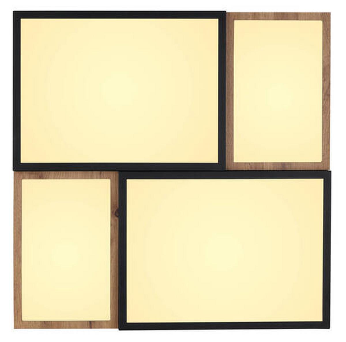 LED-Deckenleuchte 67286-50 - Opal/Schwarz, Natur, Holzwerkstoff/Kunststoff (60/60/9cm) - Globo