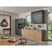 Kuchyňský blok bez spotřebičů a dřezu - barvy dubu/černá, Moderní, kov/kompozitní dřevo (340cm) - Pino