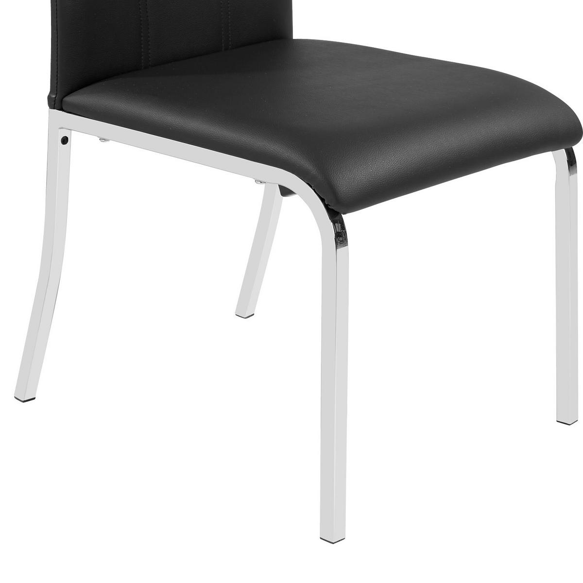 Esszimmerstuhl Mandy Lederlook Schwarz Gepolstert - Chromfarben/Schwarz, KONVENTIONELL, Textil/Metall