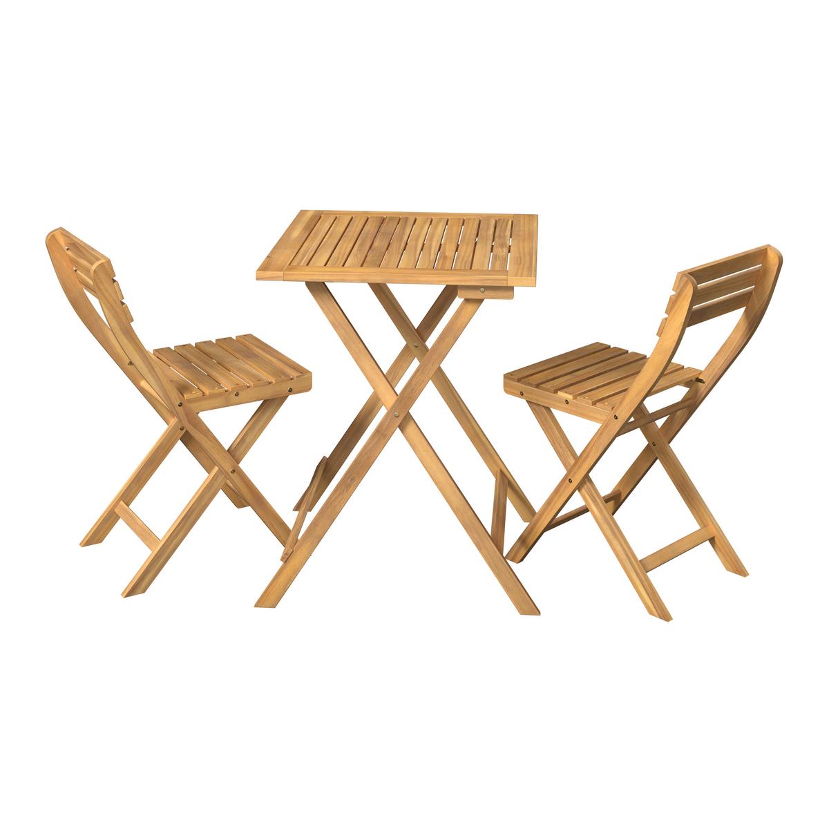 Balkonset Capri - Naturfarben/Akaziefarben, MODERN, Holz (60/60/74cm) - Beldano