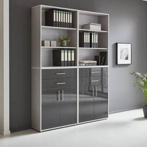 Office Edition B: 168,6 cm Grau/Anthrazit - Anthrazit Hochglanz/Grau, MODERN, Holzwerkstoff (168,8/227,2/33cm) - MID.YOU