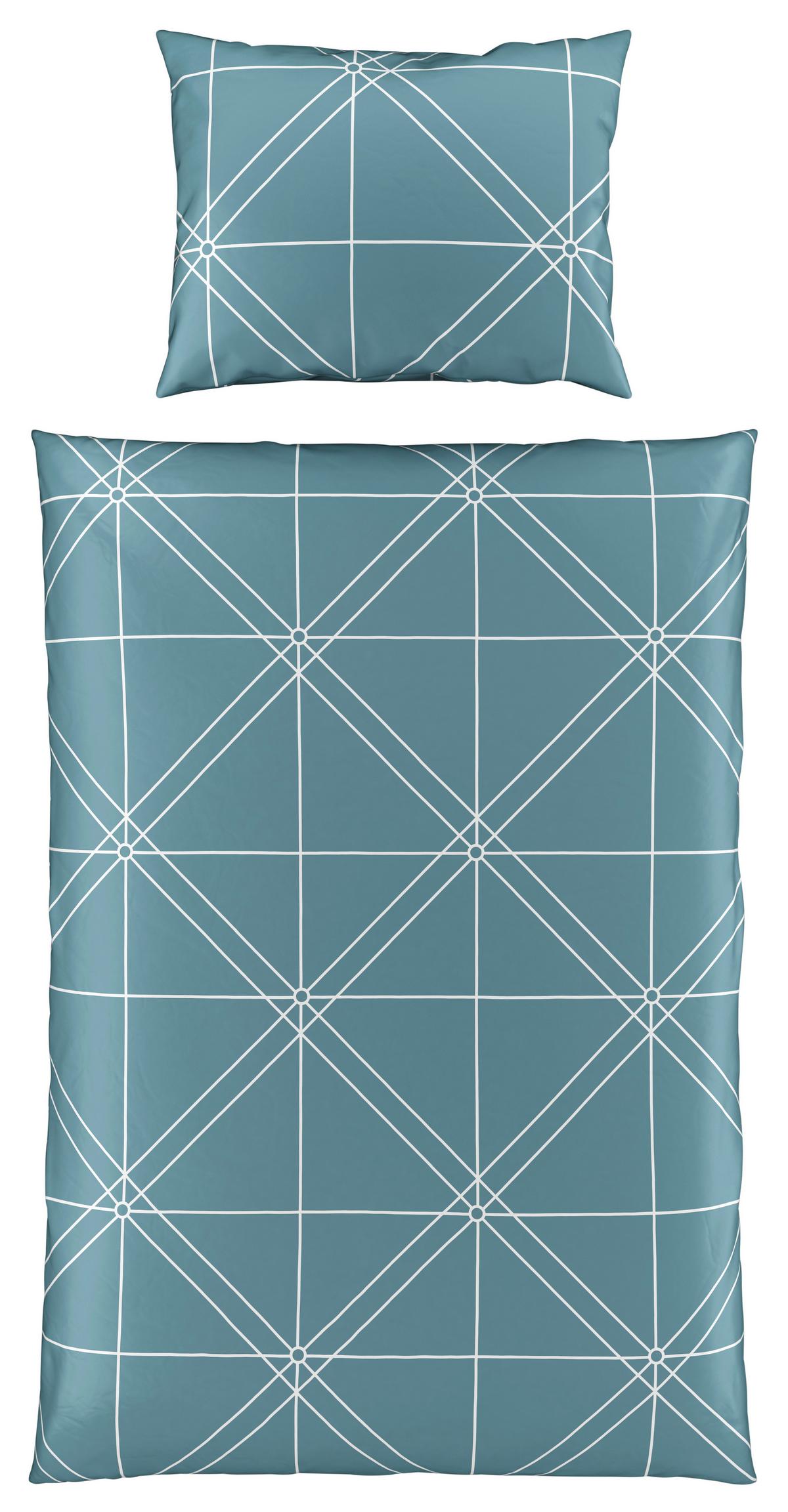 Satin Bettwäsche 140x200 cm Chalene Baumwolle Rauchblau - Blau, ROMANTIK / LANDHAUS, Textil (140/200cm) - James Wood