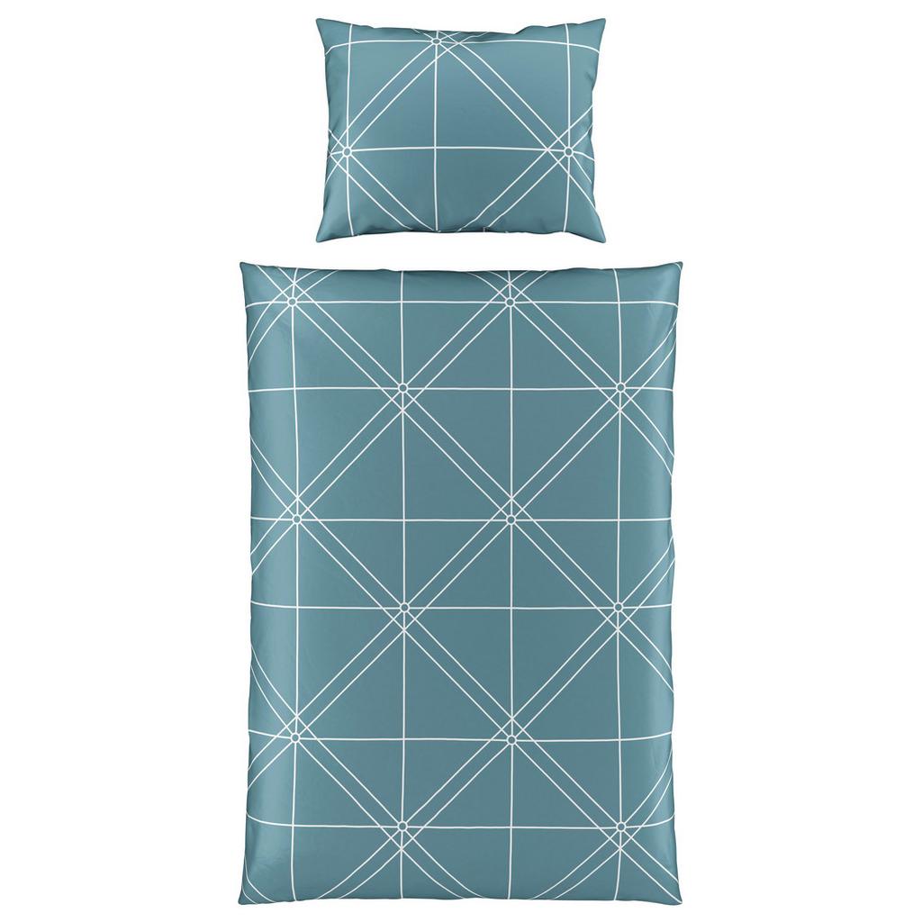 Satin Bettwäsche 140x200 cm Chalene Baumwolle Rauchblau